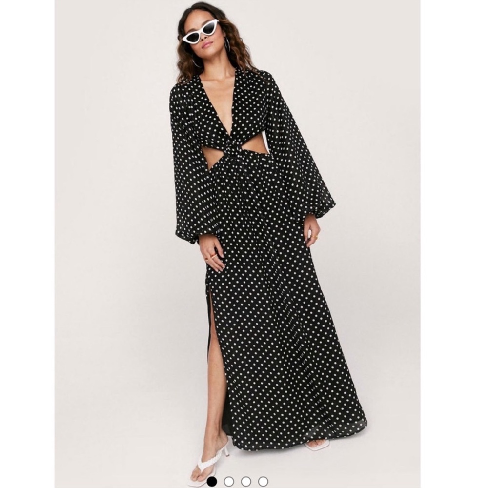 Nasty Gal Black and White Polka Dot Maxi Dress